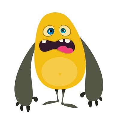 Funny cartoon monster character. Illustration of cute and happy alien creature for Halloween party decoration or package design.