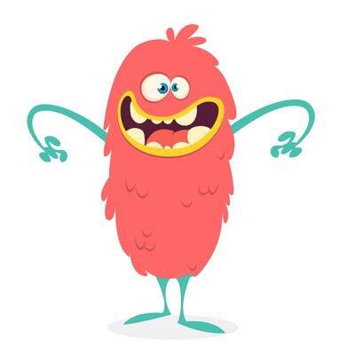 Funny cartoon monster character. Illustration of cute and happy alien creature for Halloween party decoration or package design.