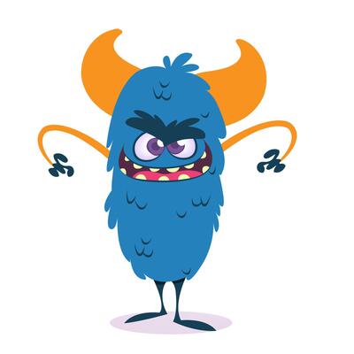 Funny cartoon monster character. Illustration of cute and happy alien creature for Halloween party decoration or package design.