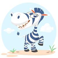 Cute cartoon zebra character vector