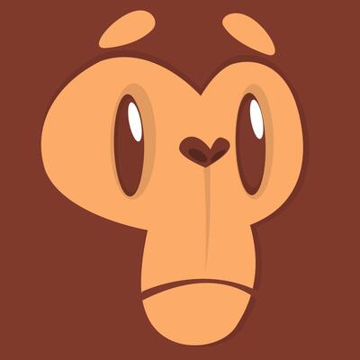 Cartoon happy monkey face avatar. illustration
