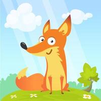 Cute cartoon fox. illustration vector