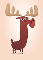 Funny cartoon moose character. moose illustration isolated. vector