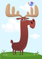 Funny cartoon moose character. moose illustration isolated. vector