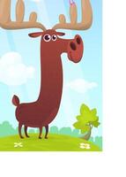 Funny cartoon moose character. moose illustration isolated. vector