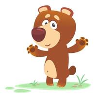 Funny cartoon bear standing illustration vector