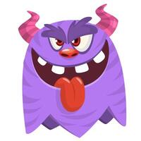 Funny cartoon smiling monster character showing long tongue. Illustration of cute and happy mythical alien. isolated vector