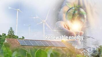 Sustainable development and business operations based on renewable energy, eco concepts, green industries using renewable energy can limit global warming. photo
