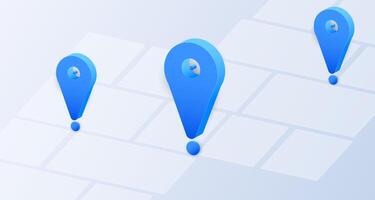 Isometric gps tracking and map. Navigate locate position pin. Isometric street roads and location vector