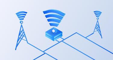 Isometric wireless technology isolated on white background. Isometric wifi signal internet zone vector