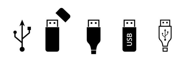 USB Pendrive Icon Set. Data Transfer Computer Usb Drive Symbol. Illustration vector