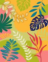 Abstract art tropical leaves background. Colorful poster background. vector