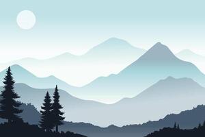 illustration of mountain background with pines tree vector