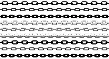 chain - set of black and white chains shape silhouette pattern, seamless repeatable texture background vector