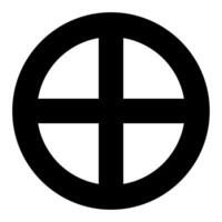 sun cross, black and white silhouette illustration of solar symbol equilateral cross inside a circle, isolated on white background vector