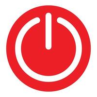 power button icon, red and white simple illustration of switch symbol, isolated on white background vector