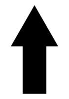 arrow pointing straight shape symbol, black and white silhouette illustration of a bold black arrow pointing forward and upward isolated on white background vector