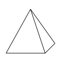 square pyramid shape, black and white illustration of regular polygonal base pyramid isolated on white background vector