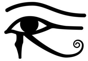 Eye of Horus, black and white silhouette illustration of ancient Egyptian hieroglyphic symbol, isolated on white background vector