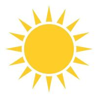 sun shape symbol, illustration of simple yellow star isolated on white background vector