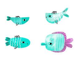 Fish jellyfish and octopus. Collection Underwater world at the b vector