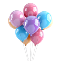 3D Illustration of Colorful Balloons Floating Upwards png