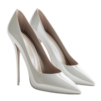 3D Illustration of Two White High Heels with Sharp Pointed Toes png