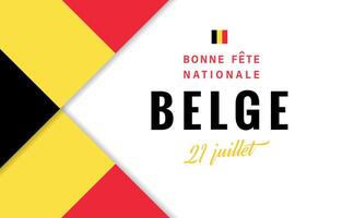 Belgian greeting card - Happy National Day Belgium July 21 French greetings. Creative 3D design. Invitation template. Billboard template. Postcard concept. Digital clip art with flag frame. vector