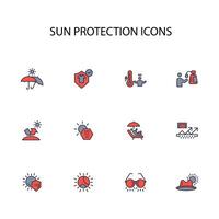 Sun protection icon set..Editable stroke.linear style sign for use web design,logo.Symbol illustration. vector