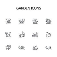 garden icon set..Editable stroke.linear style sign for use web design,logo.Symbol illustration. vector