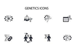Genetics icon set..Editable stroke.linear style sign for use web design,logo.Symbol illustration. vector