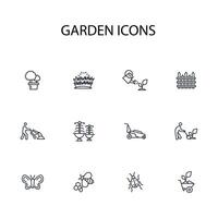 garden icon set..Editable stroke.linear style sign for use web design,logo.Symbol illustration. vector