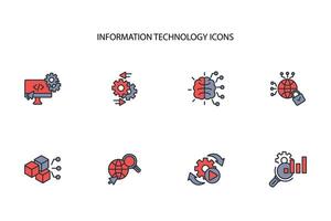 Information Technology icon set..Editable stroke.linear style sign for use web design,logo.Symbol illustration. vector