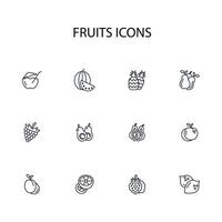Fruits icon set..Editable stroke.linear style sign for use web design,logo.Symbol illustration. vector