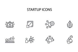 Startup icon set..Editable stroke.linear style sign for use web design,logo.Symbol illustration. vector