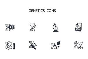 Genetics icon set..Editable stroke.linear style sign for use web design,logo.Symbol illustration. vector