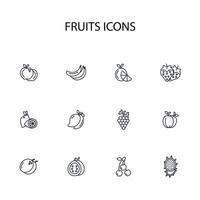 Fruits icon set..Editable stroke.linear style sign for use web design,logo.Symbol illustration. vector