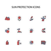 Sun protection icon set..Editable stroke.linear style sign for use web design,logo.Symbol illustration. vector