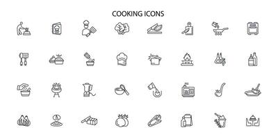 Cooking icon set..Editable stroke.linear style sign for use web design,logo.Symbol illustration. vector