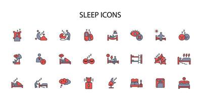 Sleep icon set..Editable stroke.linear style sign for use web design,logo.Symbol illustration. vector