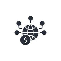 global dollar icon. .Editable stroke.linear style sign for use web design,logo.Symbol illustration. vector