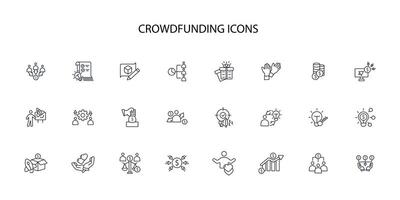 Crowdfunding investment icon set..Editable stroke.linear style sign for use web design,logo.Symbol illustration. vector