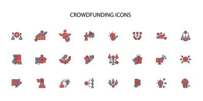 Crowdfunding investment icon set..Editable stroke.linear style sign for use web design,logo.Symbol illustration. vector