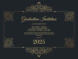 Elegant dark and gold graduation invitation template vector