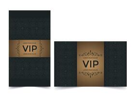 luxury dark vip card in ornament texture vector