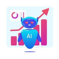 improving sales using an AI robot. Robot AI with hearts in eyes. Trading bot Stock trading concept Artificial intelligence dollar bag Abstract background vector