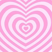 Poster with repeating pink hearts in retro 2000s design. Groovy psychedelic pattern in trendy y2k style. Cute girly illustration in pastel colors vector