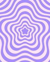 Vertical poster with repeating purple flowers in retro 2000s style. Groovy psychedelic pattern in trendy y2k style. Cute illustration in pastel colors vector