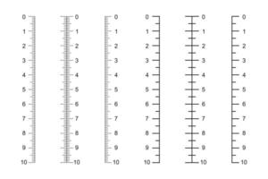Vertical ruler scale with 10 centimeters markup. Measuring chart. Distance, height or length measurement math or sewing tool vector