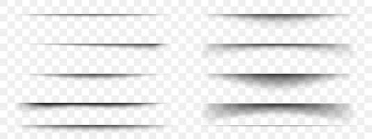 Set of paper shadow effects. Horizontal divider lines. Notebook sheet, book page, card, flyer, banner, poster with soft blurred edges vector